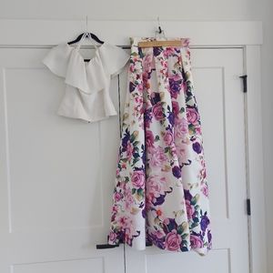 Eliza J Crop Top & Floral Skirt Ser